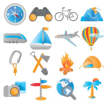 Set of tourism icons for web applications clipart