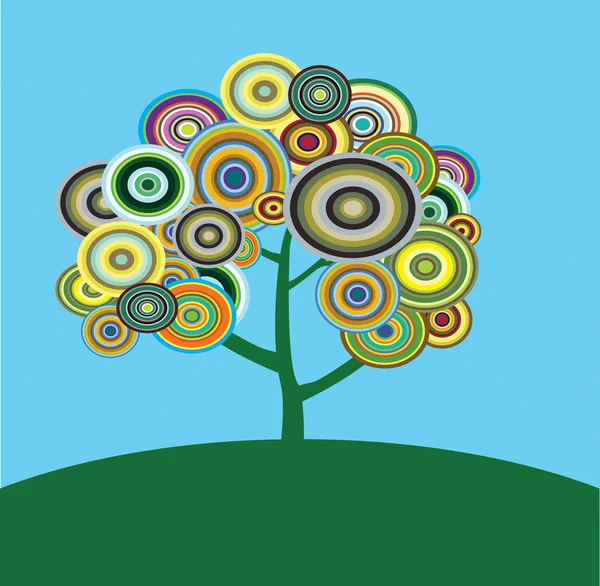 Vektorové psychedelické strom s kruhy — Stockový vektor