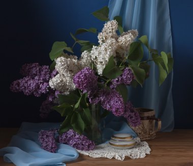 Still life with lilac flowers clipart