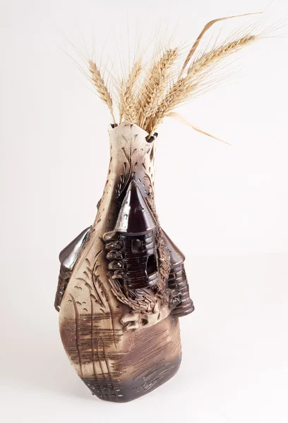 Ears of wheat dried in vase — Stock Photo, Image