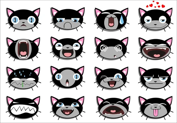 Σύνολο 16 γελαστούληδες γατάκι — Διανυσματικό Αρχείο
