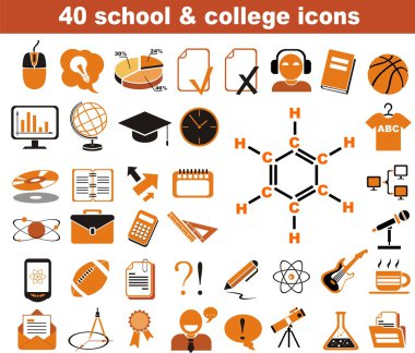 40 school and college icons clipart