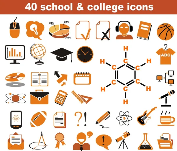 40 шкільних та шкільних іконок — стоковий вектор
