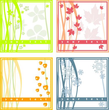 4 simple season cards clipart