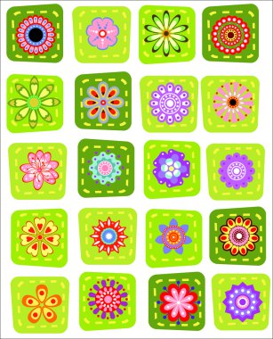 20 renkli patchwork çiçek simgeleri