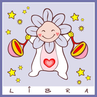 Baby birth greeting card with starsign clipart