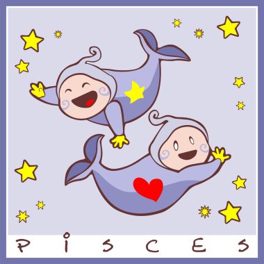 Baby birth greeting card with starsign clipart