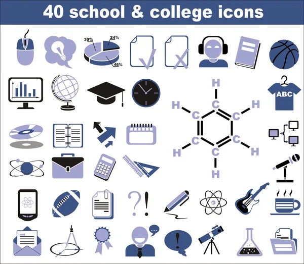 40 school and college icons — Stock Vector