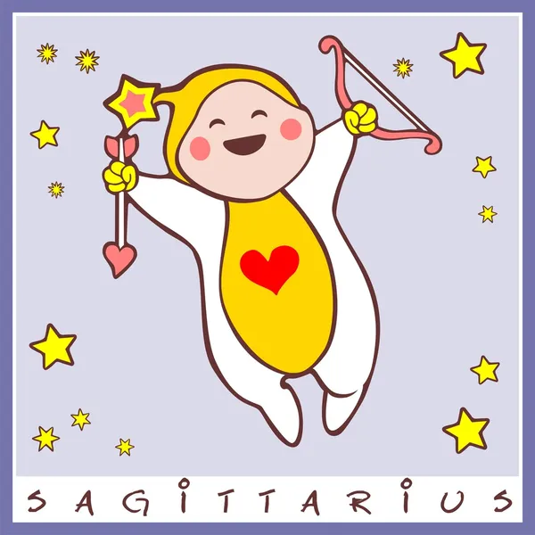 Baby birth greeting card with starsign — Stock Vector