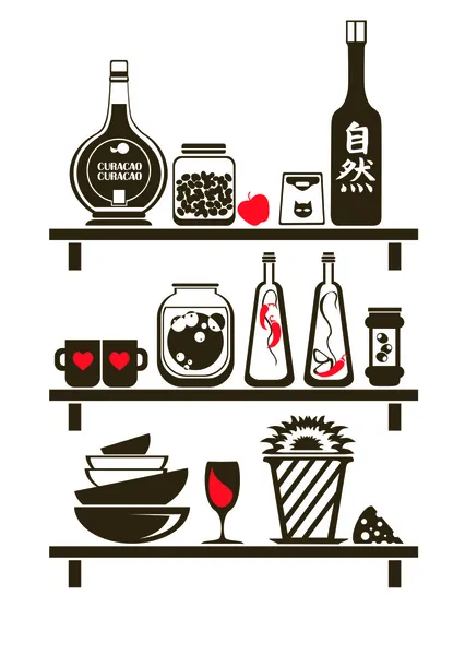 Kitchen Shelves Sticker — Wektor stockowy