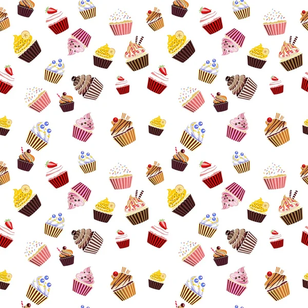 Cupcake Textura sem costura — Vetor de Stock