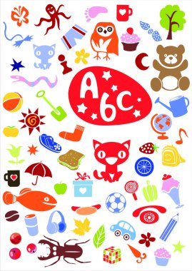 Different cute colorful elements clipart