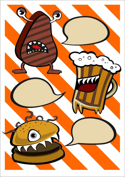 Funny steak beer and burger — Stock Vector