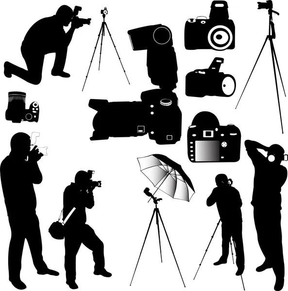 Fotoğrafçılar ve Kameralar — Stok Vektör