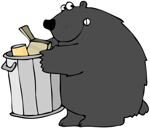 Bear Holding A Garbage Can — Stock Photo, Image