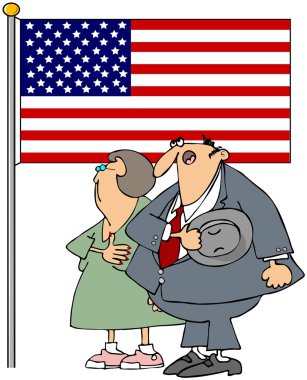 Couple Pledging Allegiance clipart