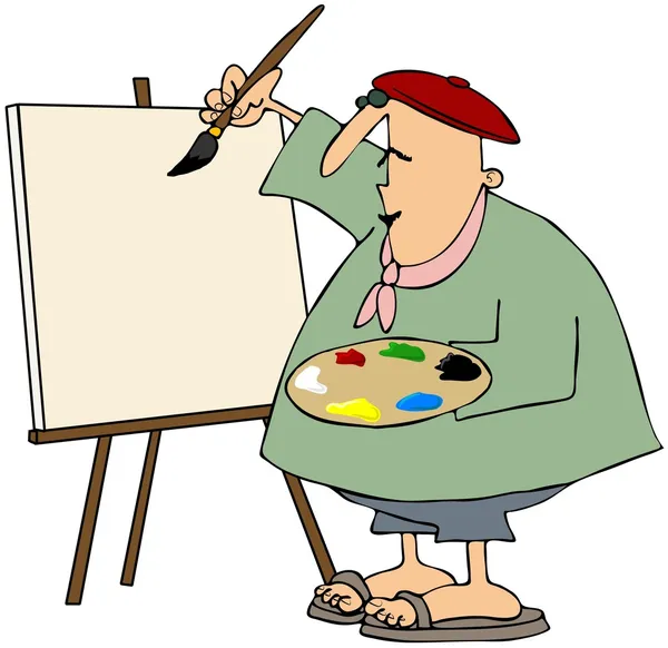 Artist Painting On A Blank Canvas — Stock Photo, Image