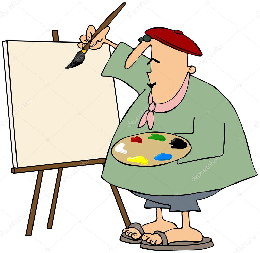 Artist Painting On A Blank Canvas Stock Illustration by caraman