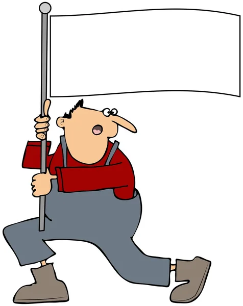 Boş bir bayrak tutan adam — Stok fotoğraf