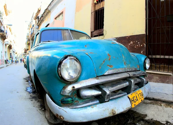 Classic old car is blue color
