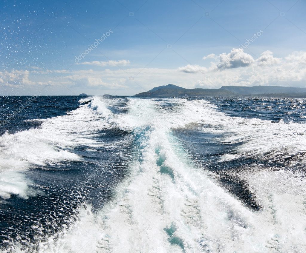 Boat wake on the water — Stock Photo © maxoidos 9616812