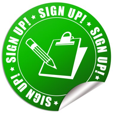 Sign up sticker clipart