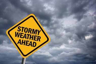 Stormy weather warning sign clipart