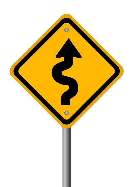 Curvy road sign — Stok fotoğraf