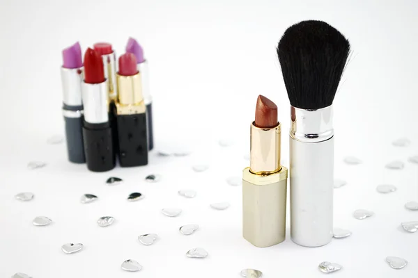 Lipstick and Make-up Brush — Stock Photo, Image