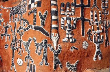 Dogon artwork on the side of a building clipart