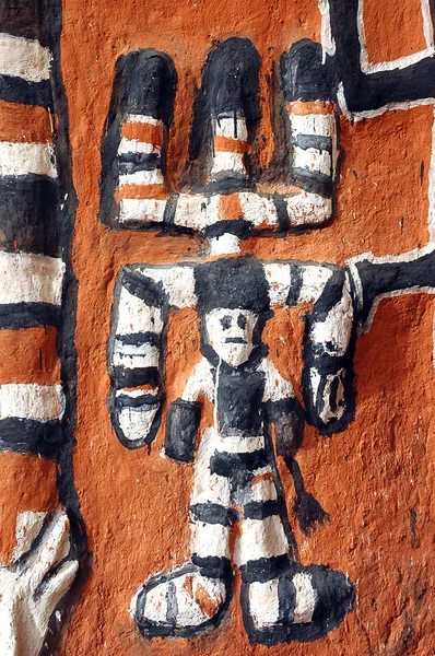 Close up of Dogon artwork on a building — Stok fotoğraf