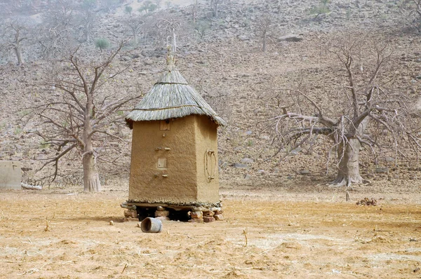 Horizintal afbeelding van een graanschuur van de dogon in mali — Stockfoto