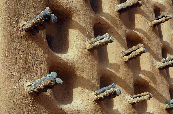 The side wall of a Dogon mud mosque