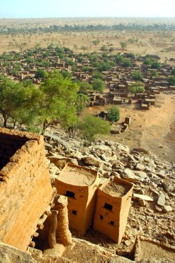 Vertical overview of a Dogon village clipart