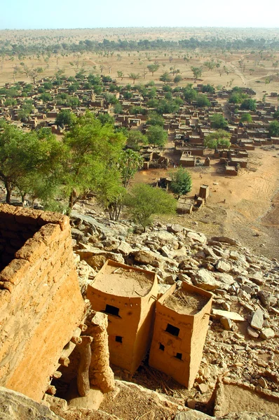 Vertical overview of a Dogon village — Stock Photo, Image