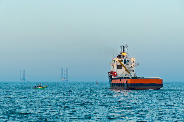 Supply vessel sailing out for offshore service