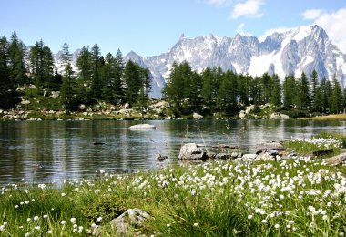 Arpy lake in Valle d'Aosta , Italy