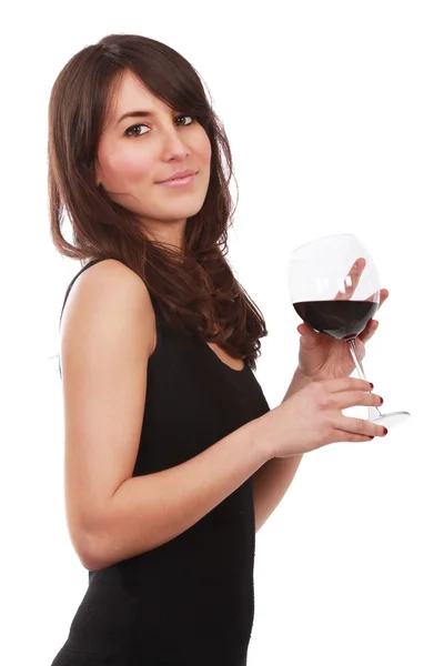 Menina atraente com copo de vinho — Fotografia de Stock