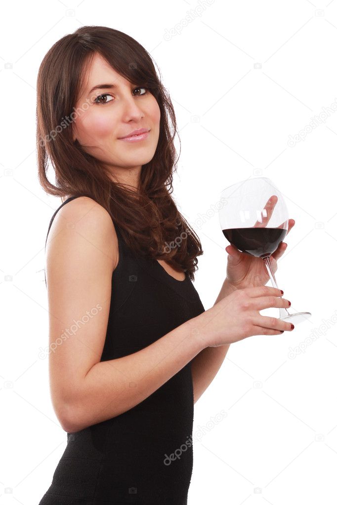Attractive girl with glass of wine