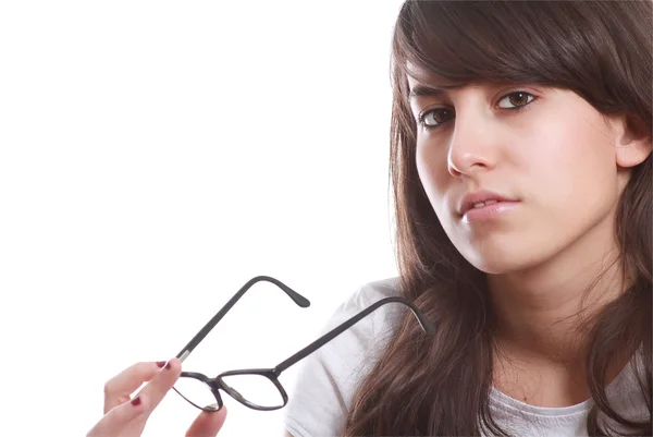 Mladá dívka s brýlemi — Stock fotografie