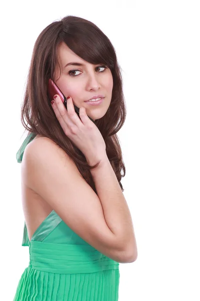 Pretty young woman at the phone — Stock Photo, Image