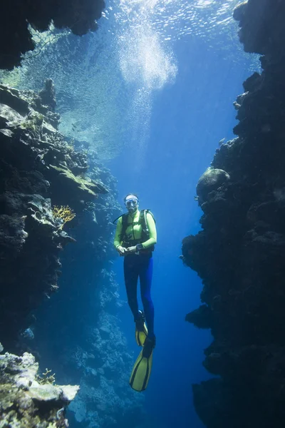 Аквалангіст під водою — стокове фото