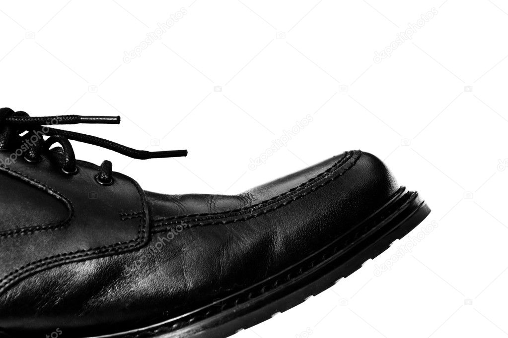 A black leather shoe