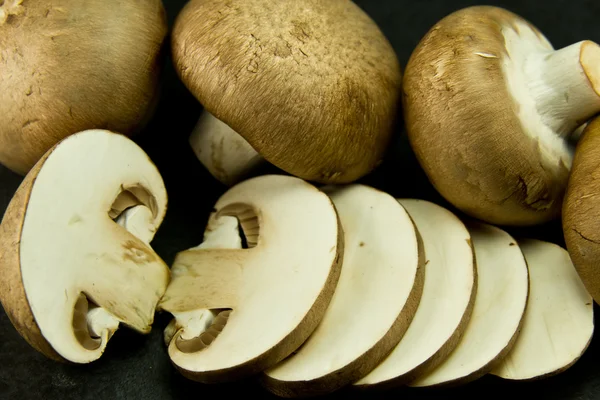Many small portabello mushrooms, also known as chestnut mushroom — Stock Photo, Image