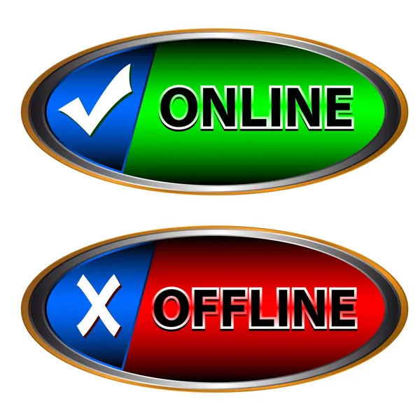Ícone online e offline — Vetor de Stock