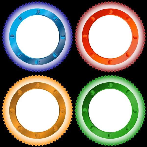Quattro adesivi multicolori — Vettoriale Stock