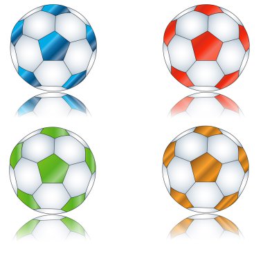 Four multi-colored footballs clipart
