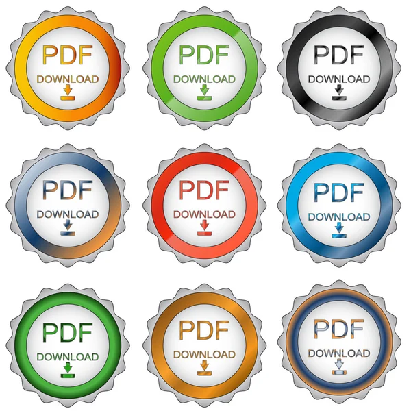 Nueve iconos de descarga pdf — Vector de stock