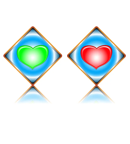 Two signs on heart — Stock Vector