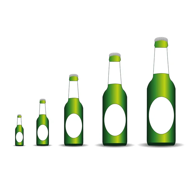 Cinco botellas de diferente tamaño — Vector de stock